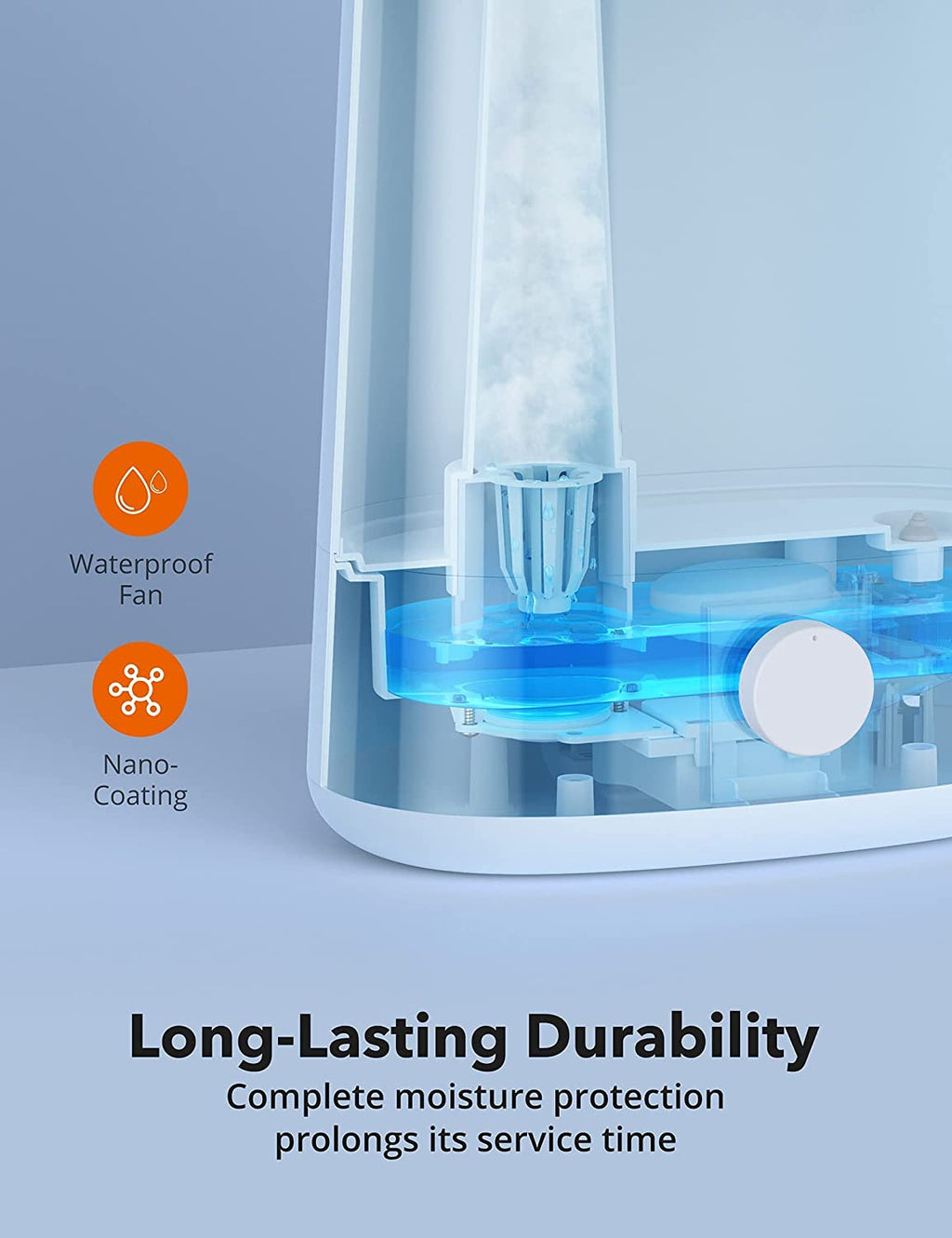 Humidifiers for Bedroom Large Room, 4.5L Cool Mist Humidifiers & Essential Oils Diffuser, Easy to Clean, Auto Shut-Off, Quiet Ultrasonic Top Fill Air Humidifier for Plant, Large Room, Home, White