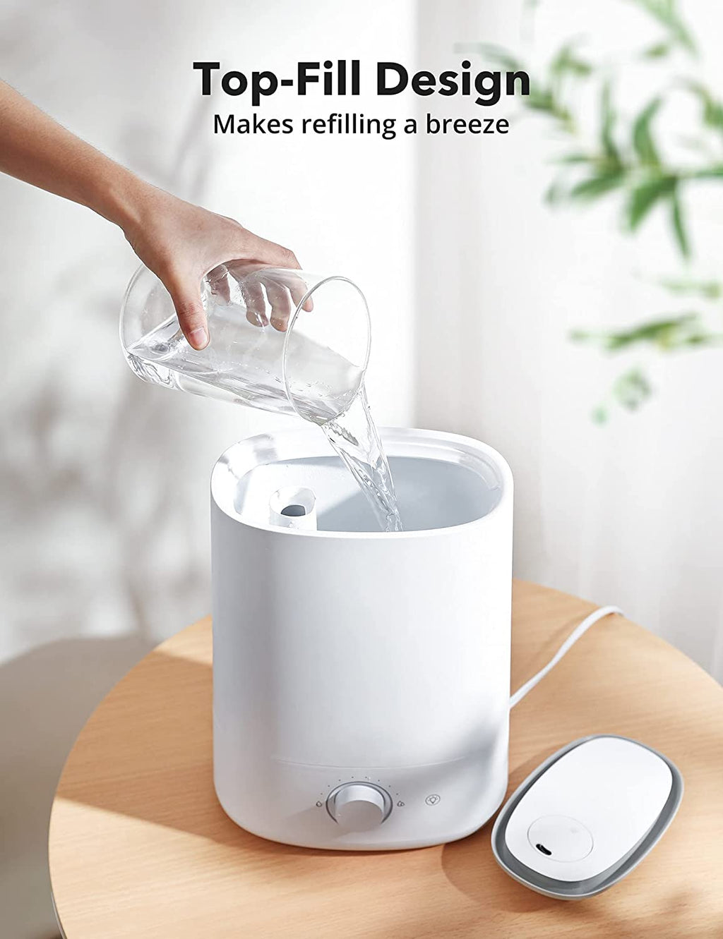 Humidifiers for Bedroom Large Room, 4.5L Cool Mist Humidifiers & Essential Oils Diffuser, Easy to Clean, Auto Shut-Off, Quiet Ultrasonic Top Fill Air Humidifier for Plant, Large Room, Home, White