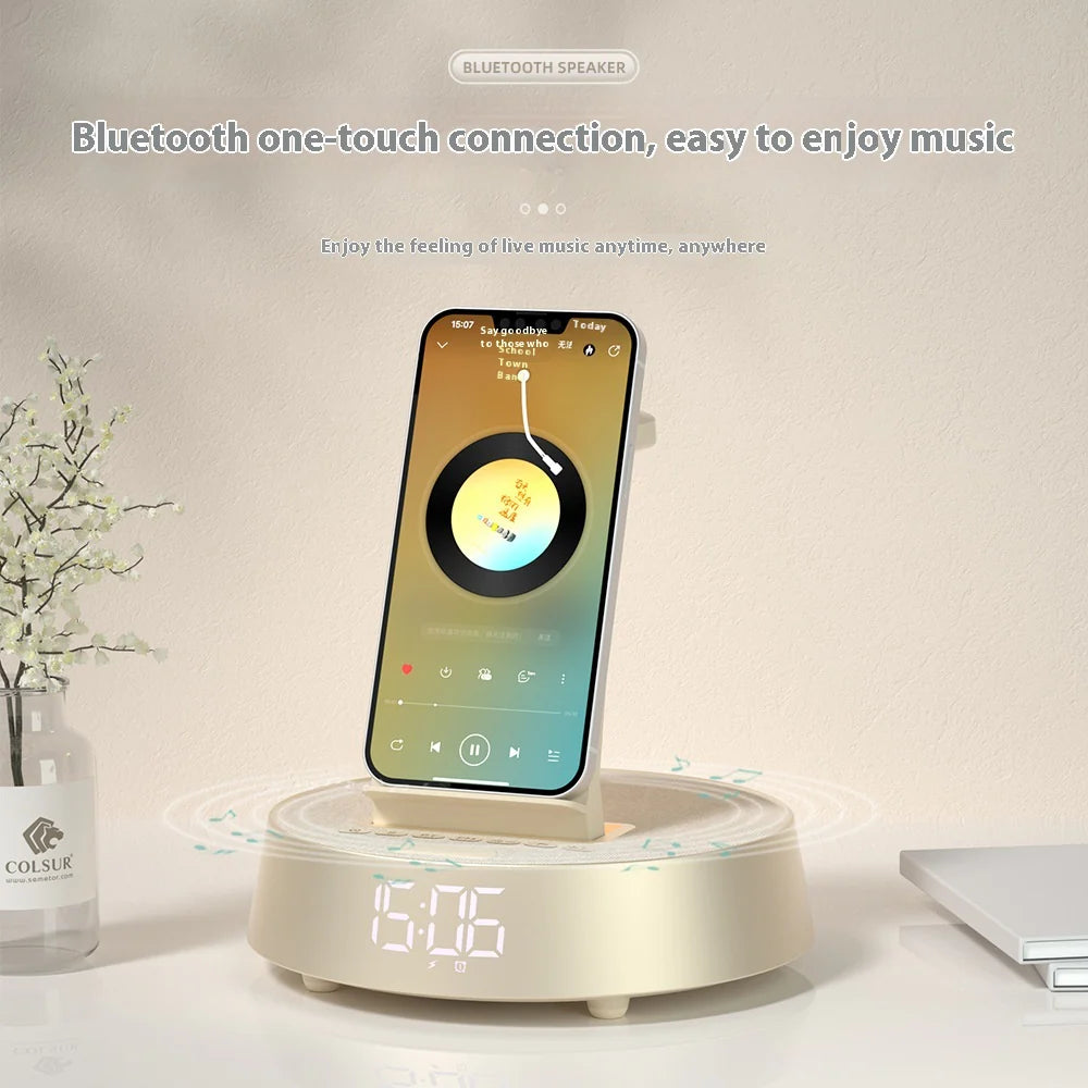 Portable Bluetooth Speaker Alarm Clock Smartphone Headphones Wristwatch