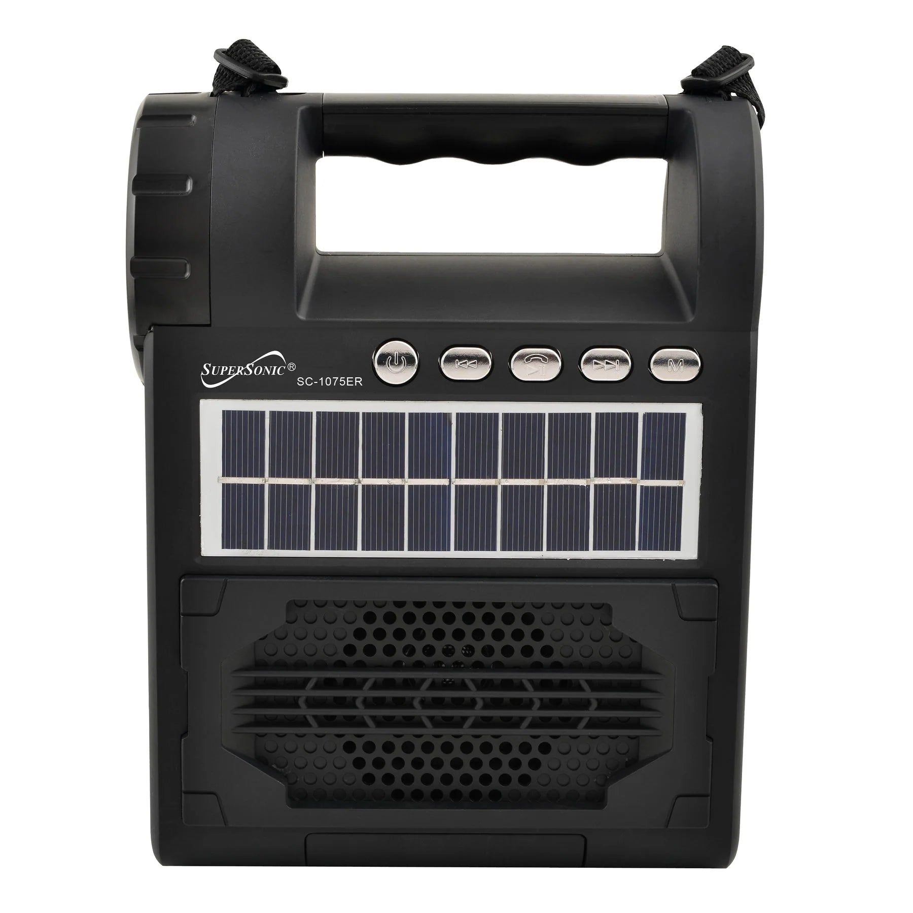 Supersonic Solar Power Speaker W FM Radio, Flashlight, Lantern & Phone Stand (SC-1075ER)