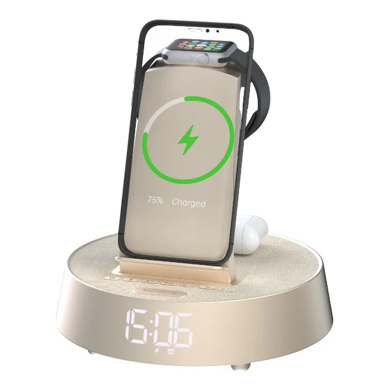 Portable Bluetooth Speaker Alarm Clock Smartphone Headphones Wristwatch