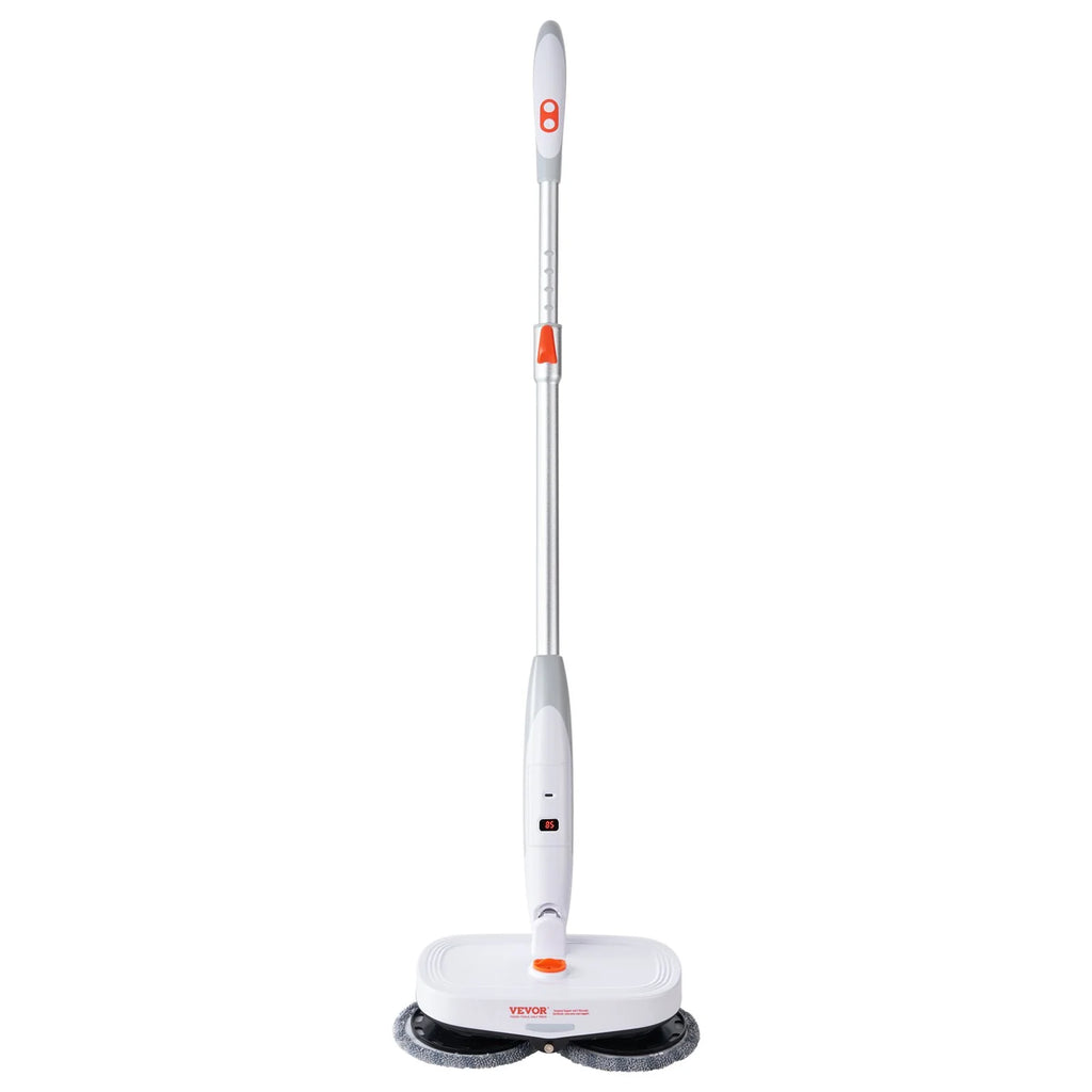 VEVOR Cordless Electric Mop, Electric Spin Mop with Water Tank, up to 40 Mins Battery, LED Headlight, Dual Mop Heads, 4 Microfiber Pads & 4 Trapezoid Microfiber Pads, for Hardwood/Tile Floor Cleaning